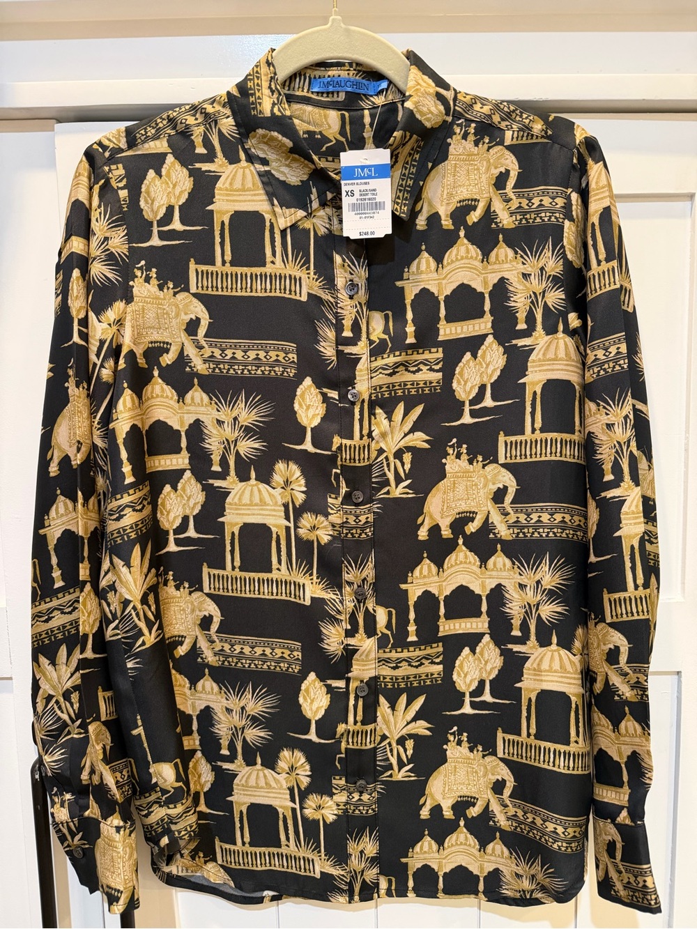 NWT J. McLaughlin Denver Blouse Desert Toile, XS Silk  Ret. $248